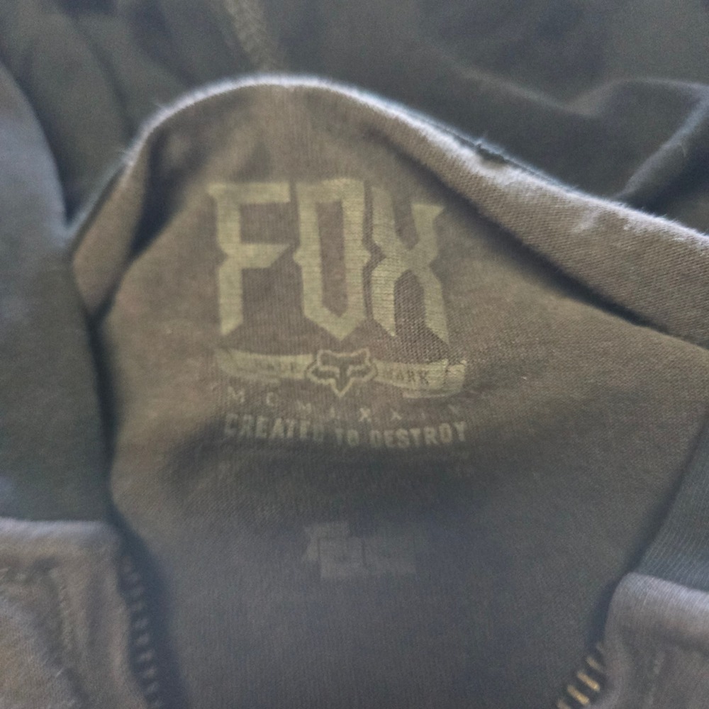 Fox Racing Full Zip Hoodie Mens Medium Gray Black Raglan Moto Skate Streetwear - Picture 3 of 9